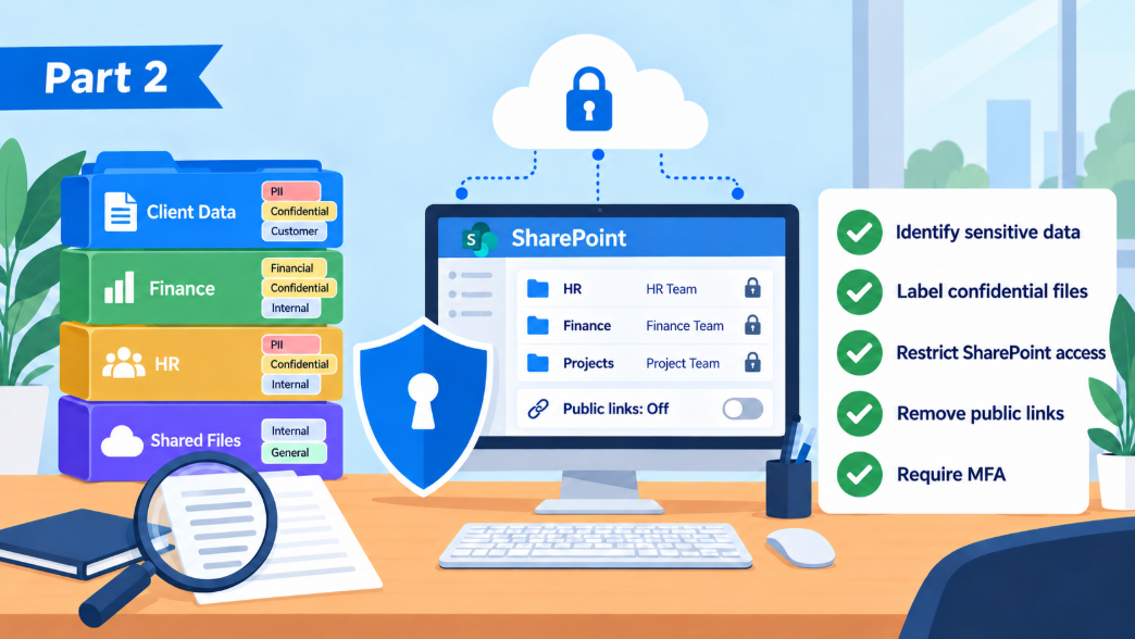 Preparing a business for AI by cleaning up file permissions and securing accounts before turning on Copilot